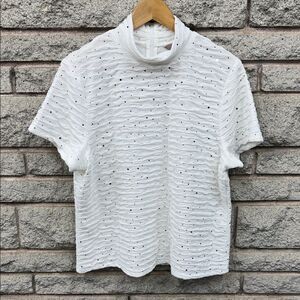TanJay White Textured Women's Blouse